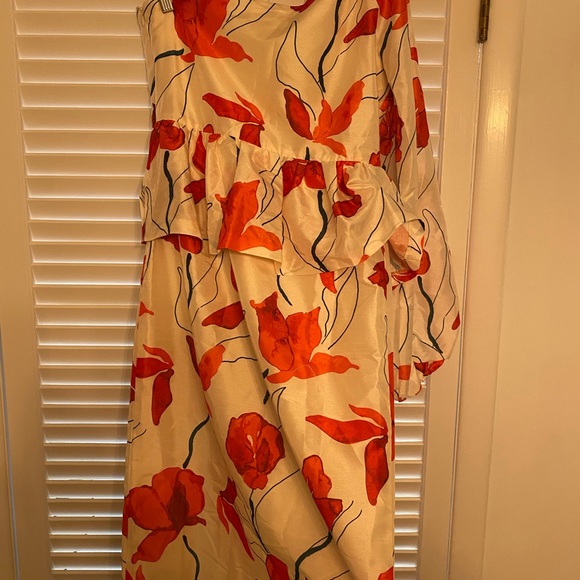 NWT Anthropologie Hutch One-Shoulder Floral Peplum Dress size 10 - Picture 6 of 11